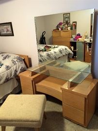 Mid-century modern vanity with stool. Incredible set...in great condition. will sell items separately.