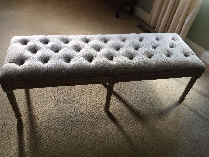 bench_ gray fabric top tufted