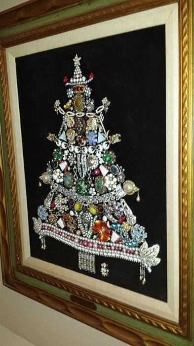 tree made of gorgeous costume jewelry from owner who worked for plaza jeweler