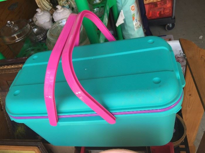 Craft/Sewing storage case with storage containers inside. $15 each (2 Total)