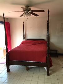 Queen sized Ethan Allen 4 Poster rice cherry wood bed with canopy - doesn't include mattress or box spring (located inside home already unassembled)