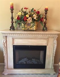 Electric Fireplace, Pr Candlesticks, (SOLD)Floral (SOLD)