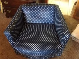 blue polka dot chair