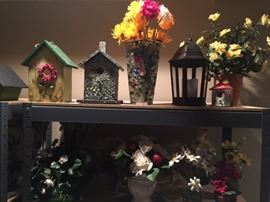 birdhouses, flowers