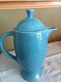 blue Fiestaware coffee pot
