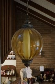 Mid Century hanging lamp in Amber