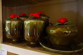 Look at this Mid Century 4 piece cannister set and soup toureen