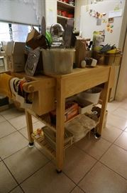 Nice rolling butcher block table