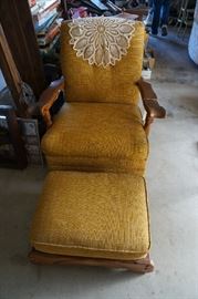 Old maple rocker with ottoman