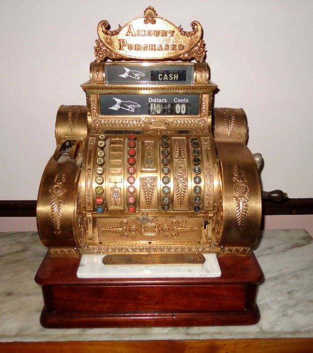 ORNATE NATIONAL BRASS CASH REGISTER