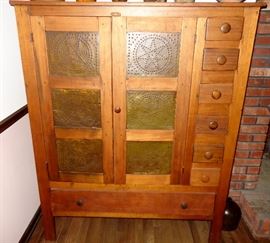 ANTIQUE PIERCED STAR PIE SAFE