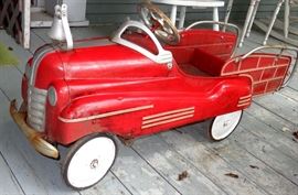 OLD PRESSED STEEL FIRE CHIEF PEDAL CAR
