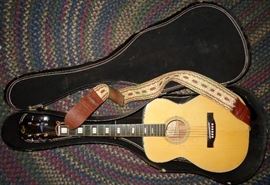 NICE EPI ACOUSTIC GUITAR WITH SHOULDER STRAP & CASE