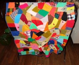 VINTAGE COLORFUL CRAZY QUILT