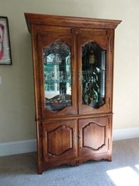 78"H X 43"W X 21"D  Ethan Allen Cherry Liquor Cabinet with Mirrored Back - Bar outfitted 