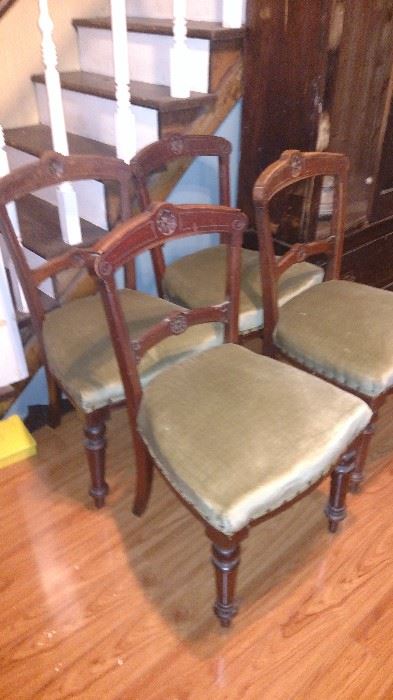 Set of 4 Vintage Walnut Chairs