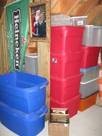 Lots of Rubbermaid and similar brands storage tubs
