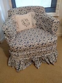 Slip covered armchair