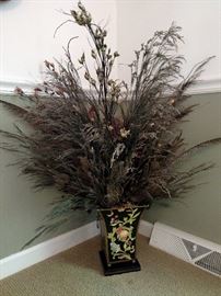 Tole painted vase with floral decoration