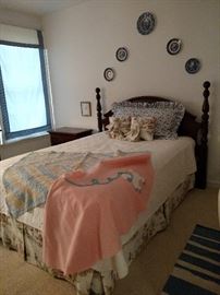 Mahogany full size bed with a poodle skirt