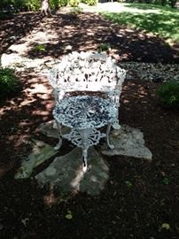 Wrought iron bench and table
