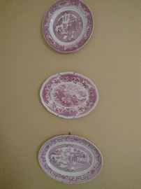 Collection of red and white china by Wedgwood, Staffordshire, Willow Ware, Johnson Bros, Woods, Homer Laughlin and more.
