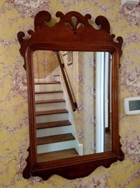 Antique American walnut framed mirror