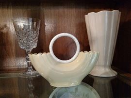 Lenox yellow double vase and pink tall vase 