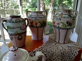 Three Nippon porcelain vases