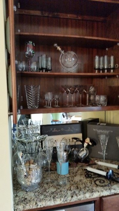 bar items and waterford glasses