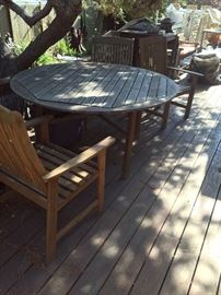 Teak Round Table with 6 chairs