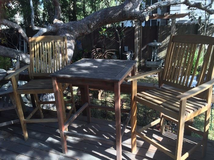 Teak High Table & Chairs (2) sets