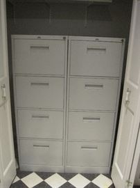 Metal file cabinets.