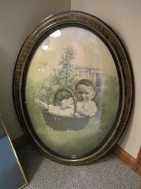 Antique Frame with convex glass.