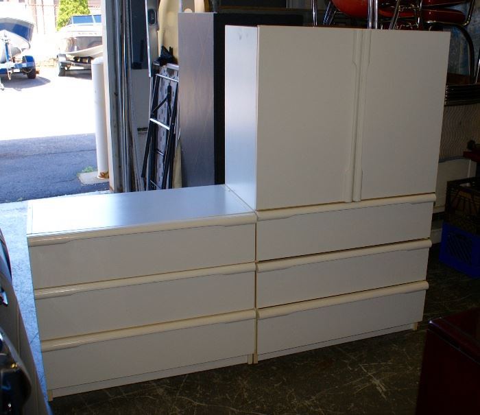 White Formica Bedroom Dresser Set