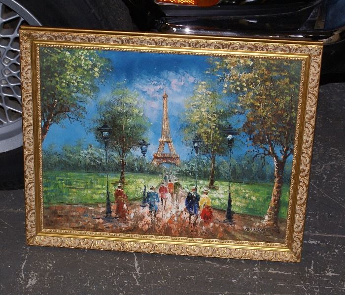 Oil on Canvas of Effel Tower in France 