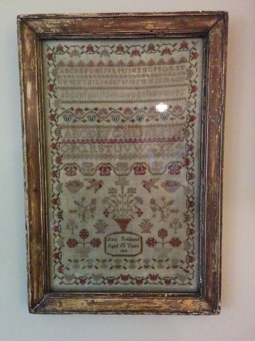Antique sampler worked by Ann Redhead, aged 10, 1830