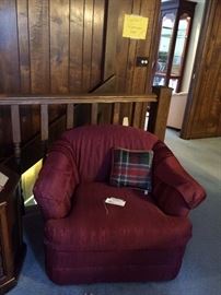 #6 (2) Burgundy swivel club chairs $75 each 