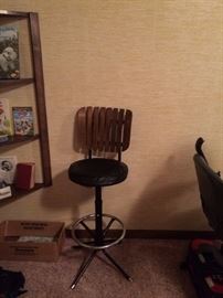#91 (3) wood slat back barstools 23" T. $30 each