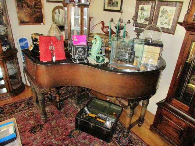 Starr Baby Grand Piano, Graflex Camera w/ case & flash, Glass Domes, Lots of Pictures, etc