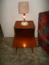 Hobnail lamp & vintage end table..we have 2 of each