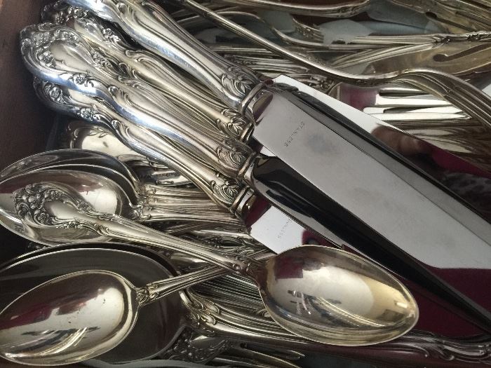 Flatware sets; silver and stainless