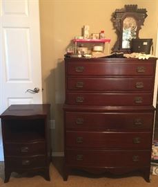 Highboy chest of drawers and nightstand that matches full bed