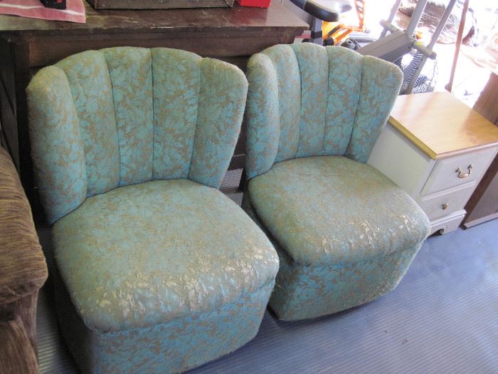 Vintage Aqua Pair of Chairs