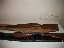 back-JC Higgins model 58316 bolt action 12 ga. Remington 870 #5788504V 12 ga in front