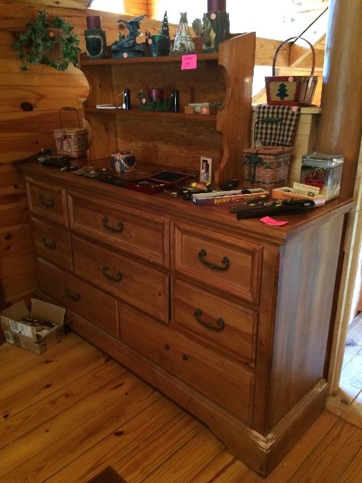 wood shelf and wood dresser