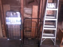 6 FOOT ALUMINUM LADDER, WIRE GROCERY GETTER CARTS (BOTH NEW)