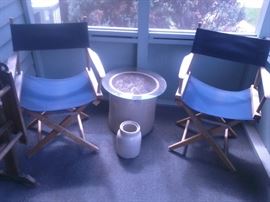 LARGE CROCK, DECK CHAIRS