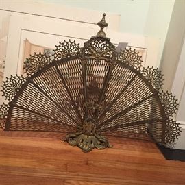 Victorian Brass Fire Screen 
