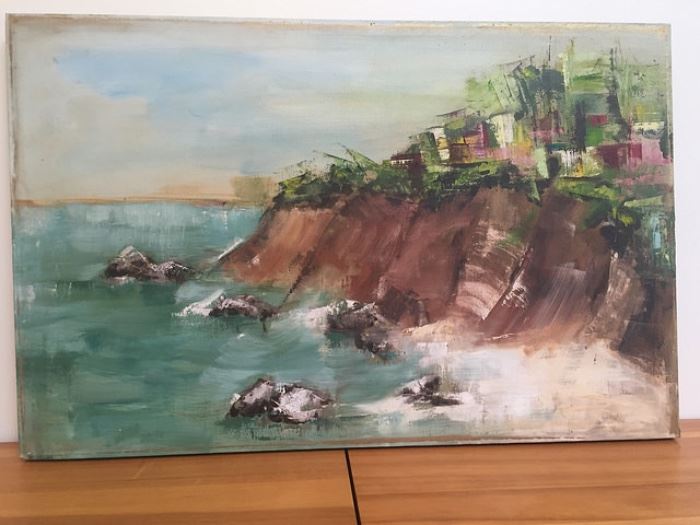 Abstract landscape painting signed